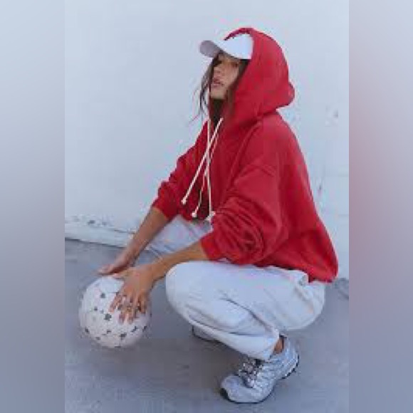 NWT FREE PEOPLE MOVEMENT FINAL CALL LOGO HOODIE | CRANBERRY COMBO | LARGE - Picture 9 of 9